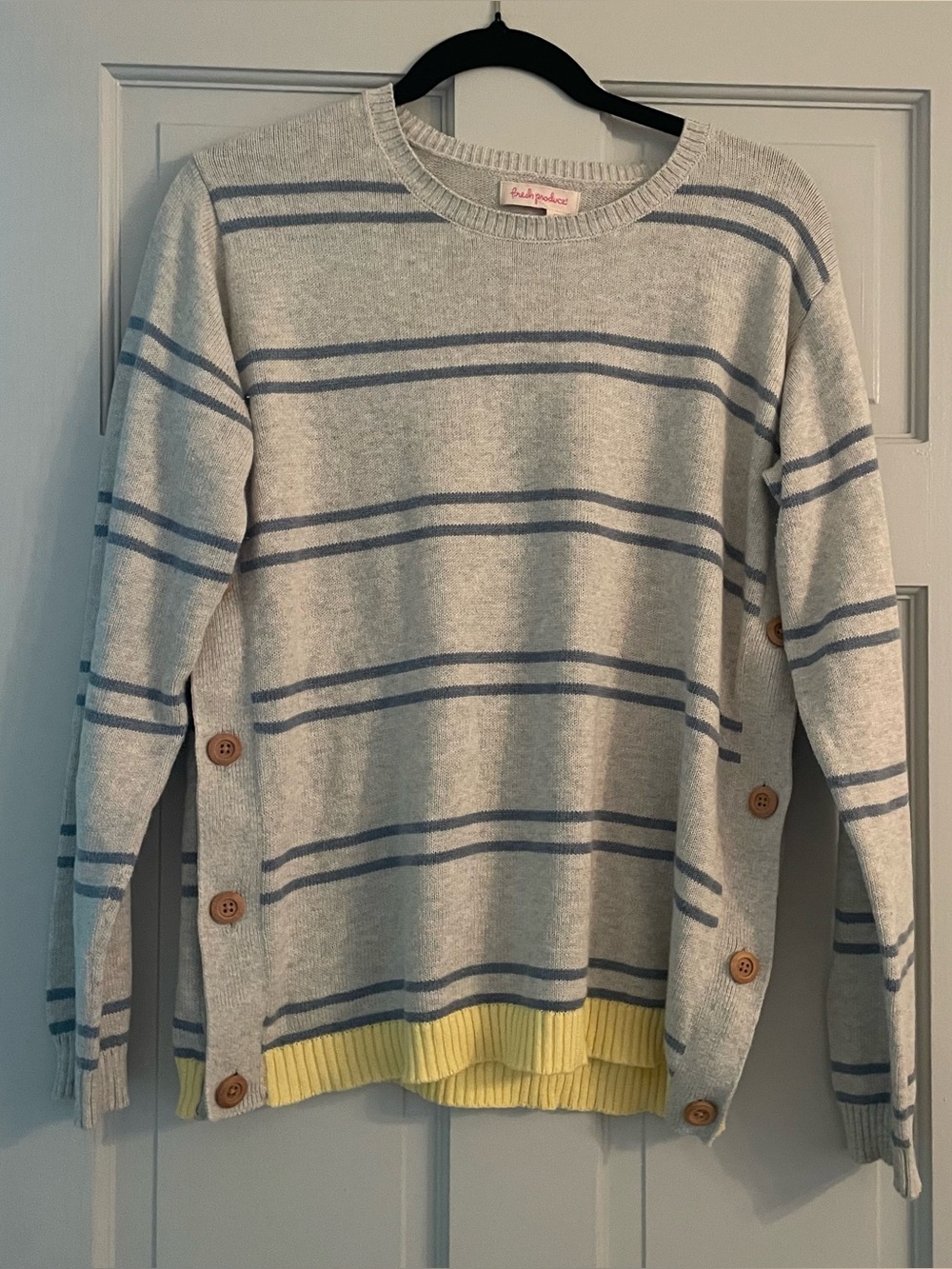 fresh produce Light Blue and Cream Striped Knit Sweater